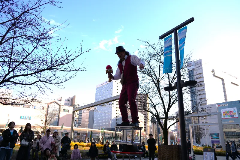 2025春サイクリング富山駅前けん玉パフォーマンス２